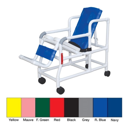 Shower Chair Tilt-N-Space Fixed Arms PVC Frame Reclining Backrest 175 lbs. Weight Capacity