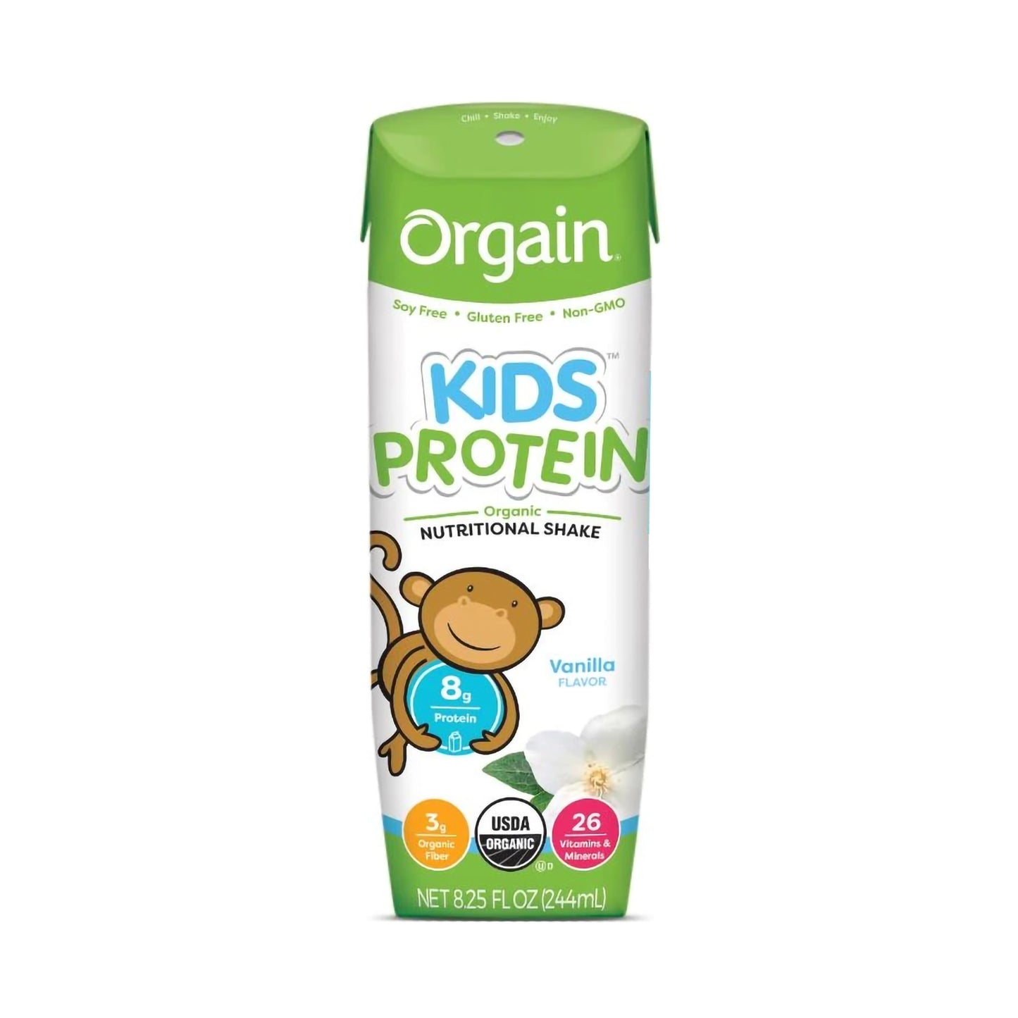 Pediatric Oral Supplement Orgain® Kids Protein™ Organic Nutritional Shake Vanilla Flavor 8.25 oz. Carton Liquid Organic