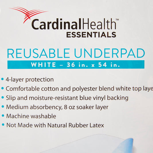 Reusable Underpad Cardinal Health™ Essentials 36 X 54 Inch Polyester / Rayon Moderate Absorbency