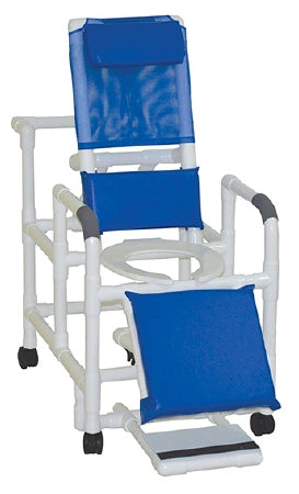 Shower Chair MJM International Fixed Arms PVC Frame Reclining Backrest 20 Inch Seat Width 300 lbs. Weight Capacity