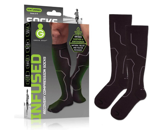 Compression Socks Green Drop™ Knee High Small / Medium Black Closed Toe