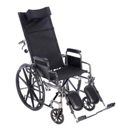 Reclining Wheelchair Chariot-RC Full Length Arm Elevating Legrest Black Upholstery 16 Inch Seat Width Adult 300 lbs. Weight Capacity