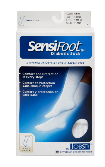 Diabetic Compression Socks JOBST® Sensifoot™ Knee High X-Large White Closed Toe