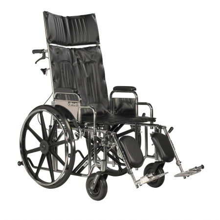 Reclining Wheelchair drive™ Sentra Dual Axle Desk Length Arm Swing-Away Elevating Legrest Black Upholstery 22 Inch Seat Width Adult 450 lbs. Weight Capacity