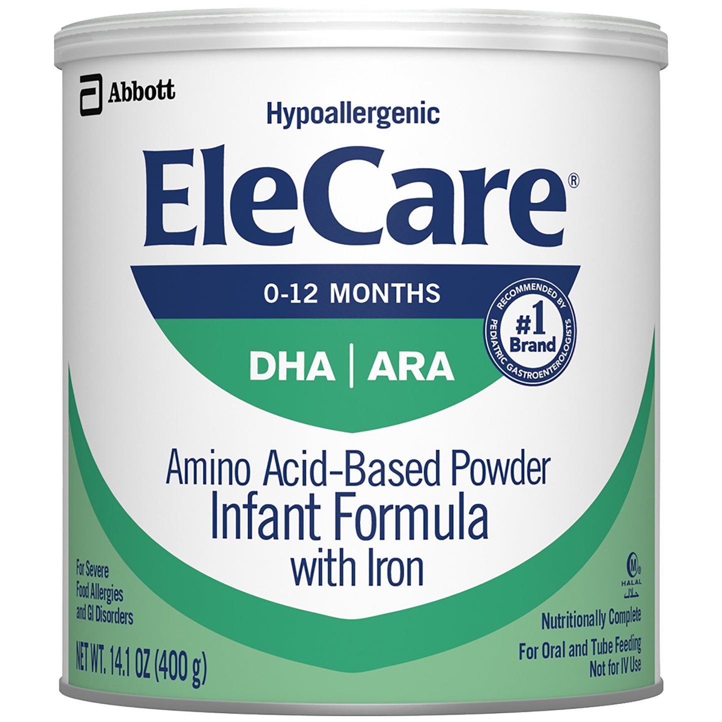 Infant Formula EleCare® Unflavored 14.1 oz. Can Powder Iron Food Allergies