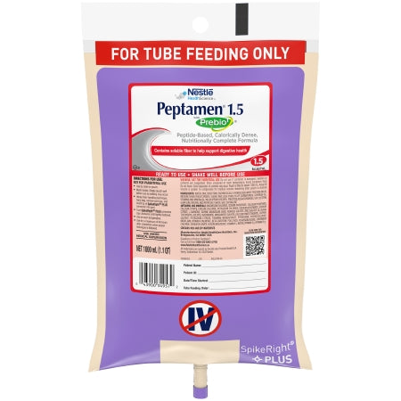 Tube Feeding Formula Peptamen® 1.5 with Prebio 1™ Vanilla Flavor Liquid 1000 mL Ready to Hang Prefilled Container