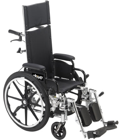 Lightweight Reclining Wheelchair drive™ Viper Plus Heavy Duty Dual Axle Desk Length Arm Swing-Away Elevating Legrest Black Upholstery 14 Inch Seat Width Pediatric 250 lbs. Weight Capacity