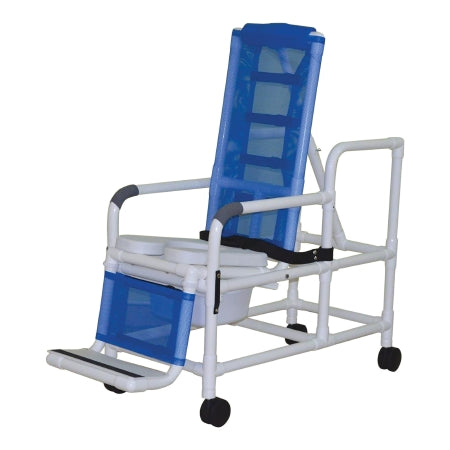 Shower Chair Tilt-N-Space Fixed Arms PVC Frame Reclining Backrest 250 lbs. Weight Capacity