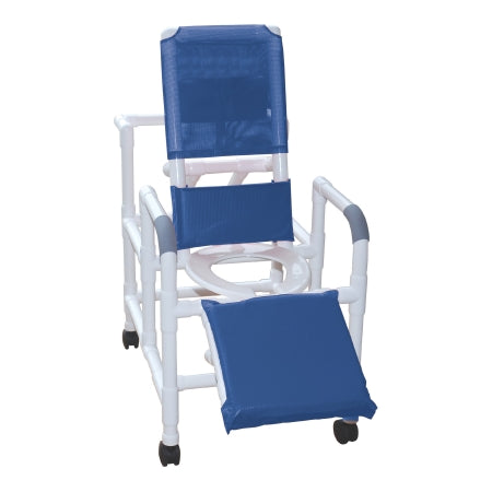 Shower Chair MJM International Fixed Arms PVC Frame Reclining Mesh Backrest 24 Inch Seat Width 325 lbs. Weight Capacity